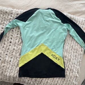 Roxy Mint, Black & Lime Chevron Long Sleeve Rash Guard